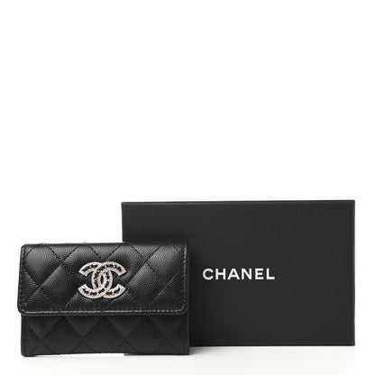 Chanel Caviar Quilted Crystal CC Flap Card Holder Black 9 of 9