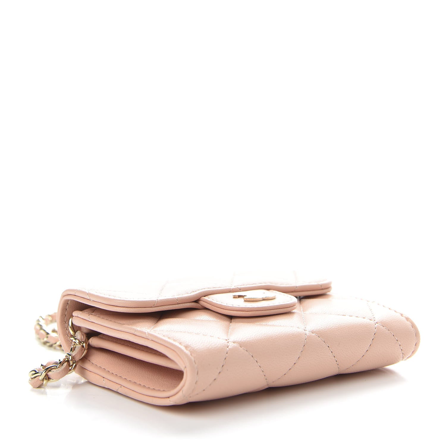 Chanel Lambskin Quilted Flap Card Holder On Chain Light Pink 4 of 12