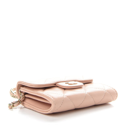 Chanel Lambskin Quilted Flap Card Holder On Chain Light Pink 4 of 12