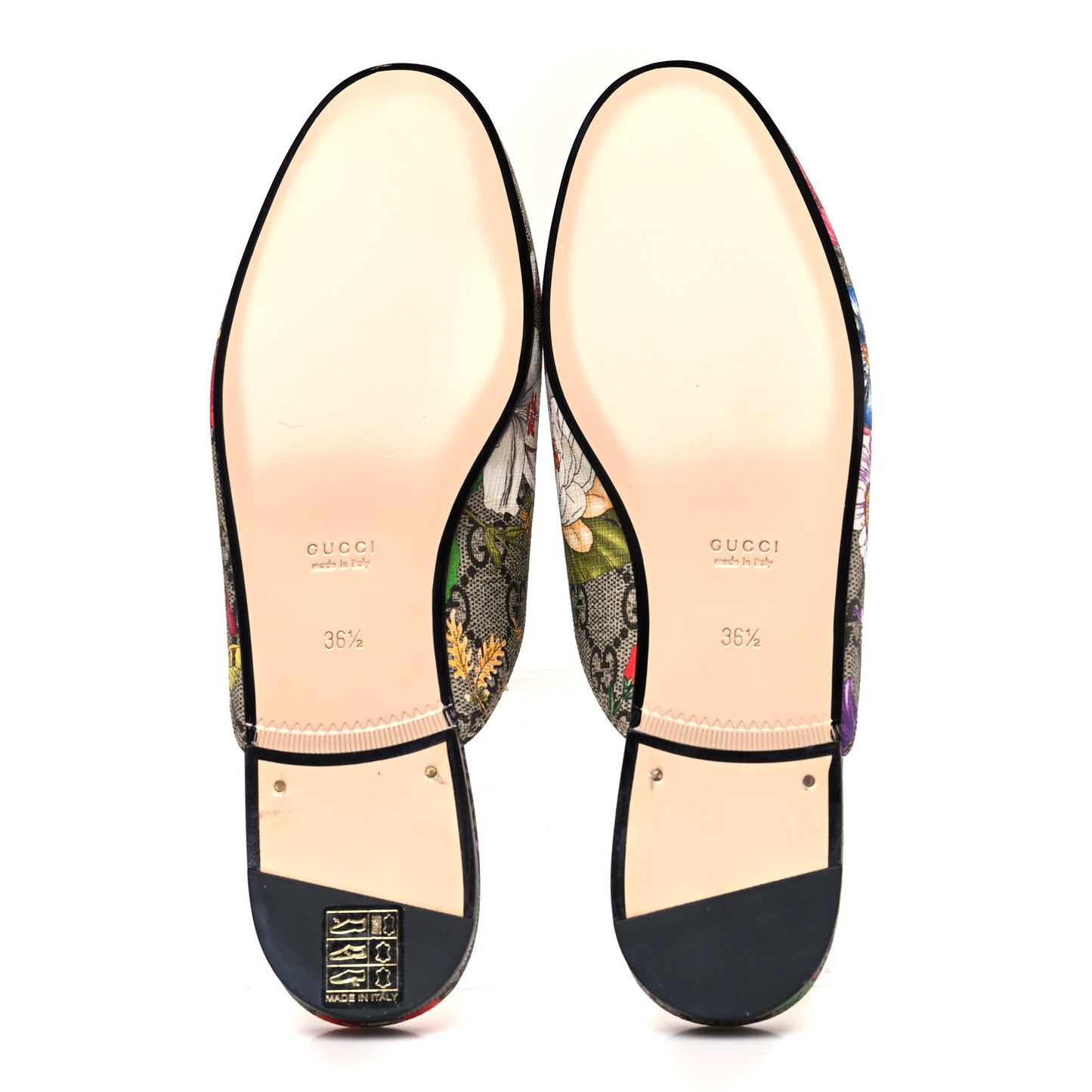 GG Supreme Monogram Flora Womens Princetown Slippers 36.5 Beige Ebony Multicolor Rosso