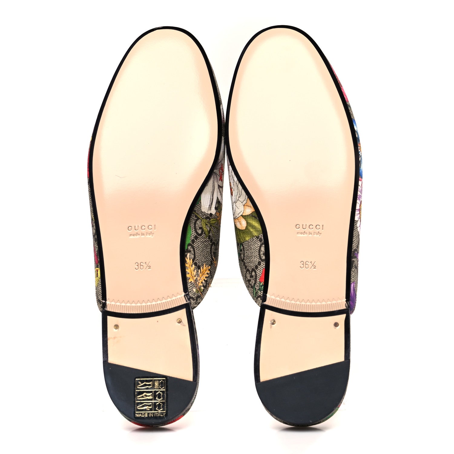 Gucci GG Supreme Monogram Flora Womens Princetown Slippers 36.5 Beige Ebony Multicolor Rosso 5 of 8