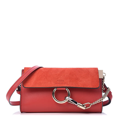 Chloe Suede Calfskin Mini Faye Shoulder Bag Plaid Red 1 of 10