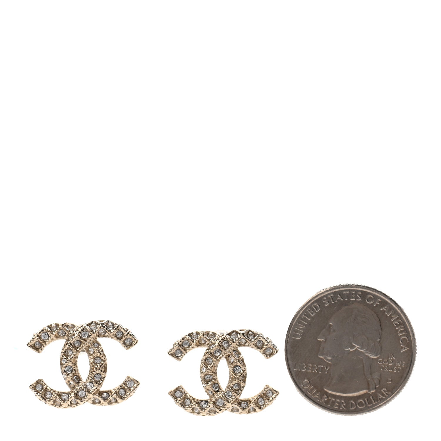 Chanel Crystal CC Earrings Gold 2 of 4