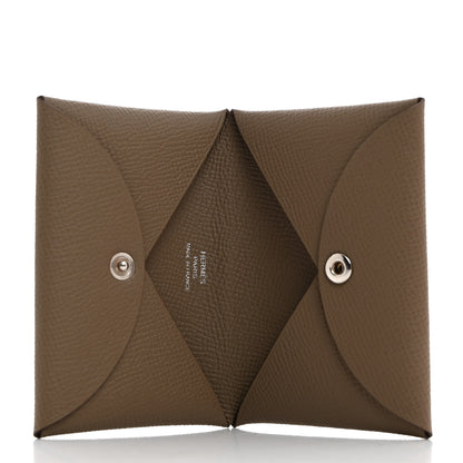 Hermes Epsom Calvi Card Case Etoupe 5 of 8