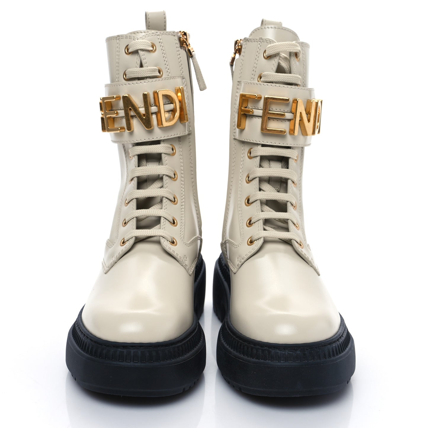 Vitello Abrasivato Fendigraphy 50mm Biker Boots 36.5 White