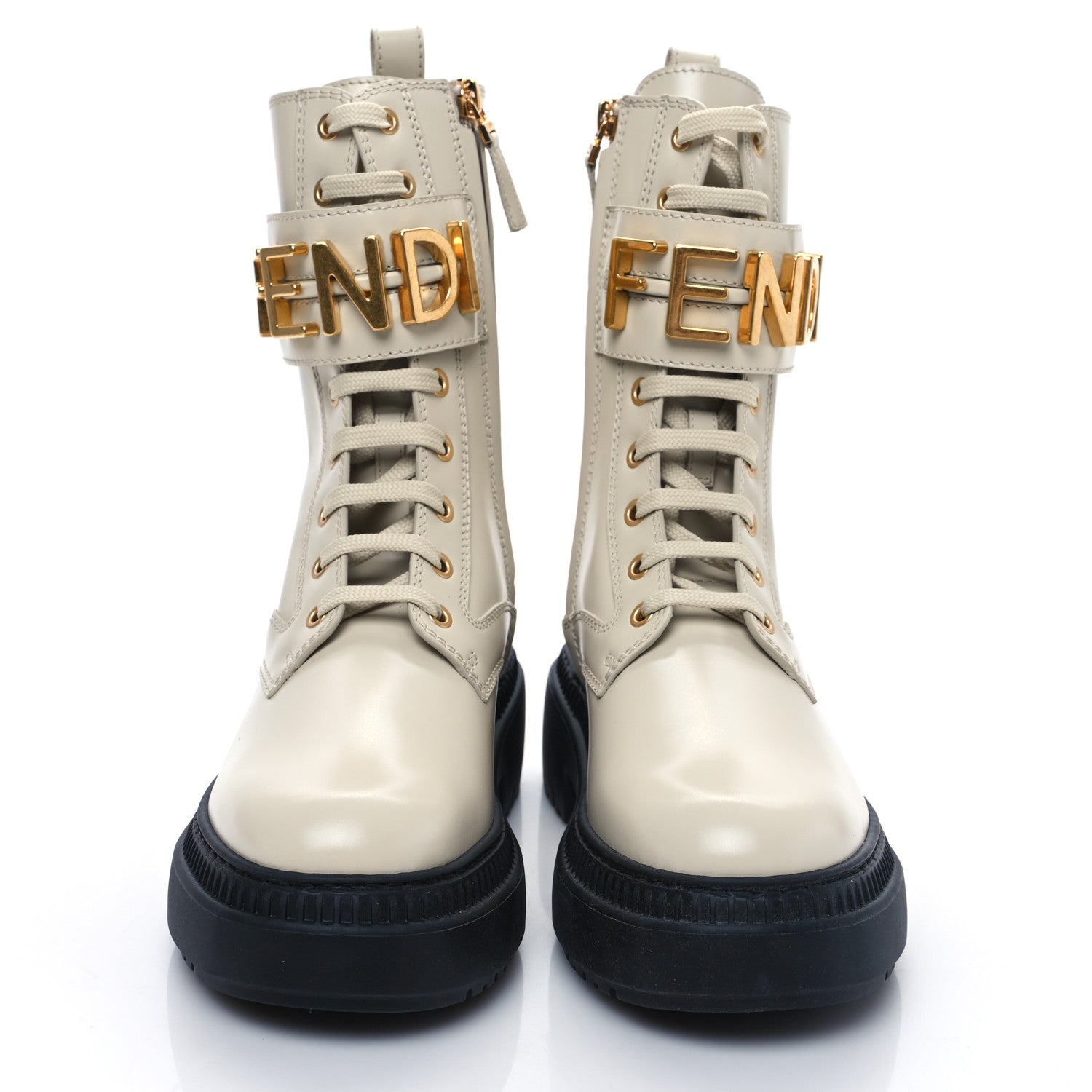 Fendi Vitello Abrasivato Fendigraphy 50mm Biker Boots 36.5 White 2 of 7