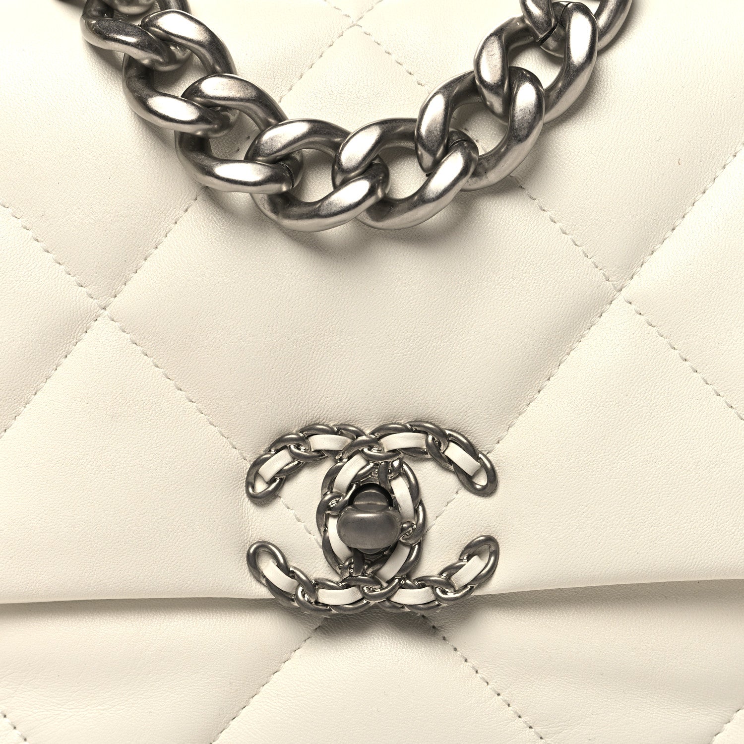 Chanel Lambskin Quilted Large Chanel 19 Flap White 8 of 11