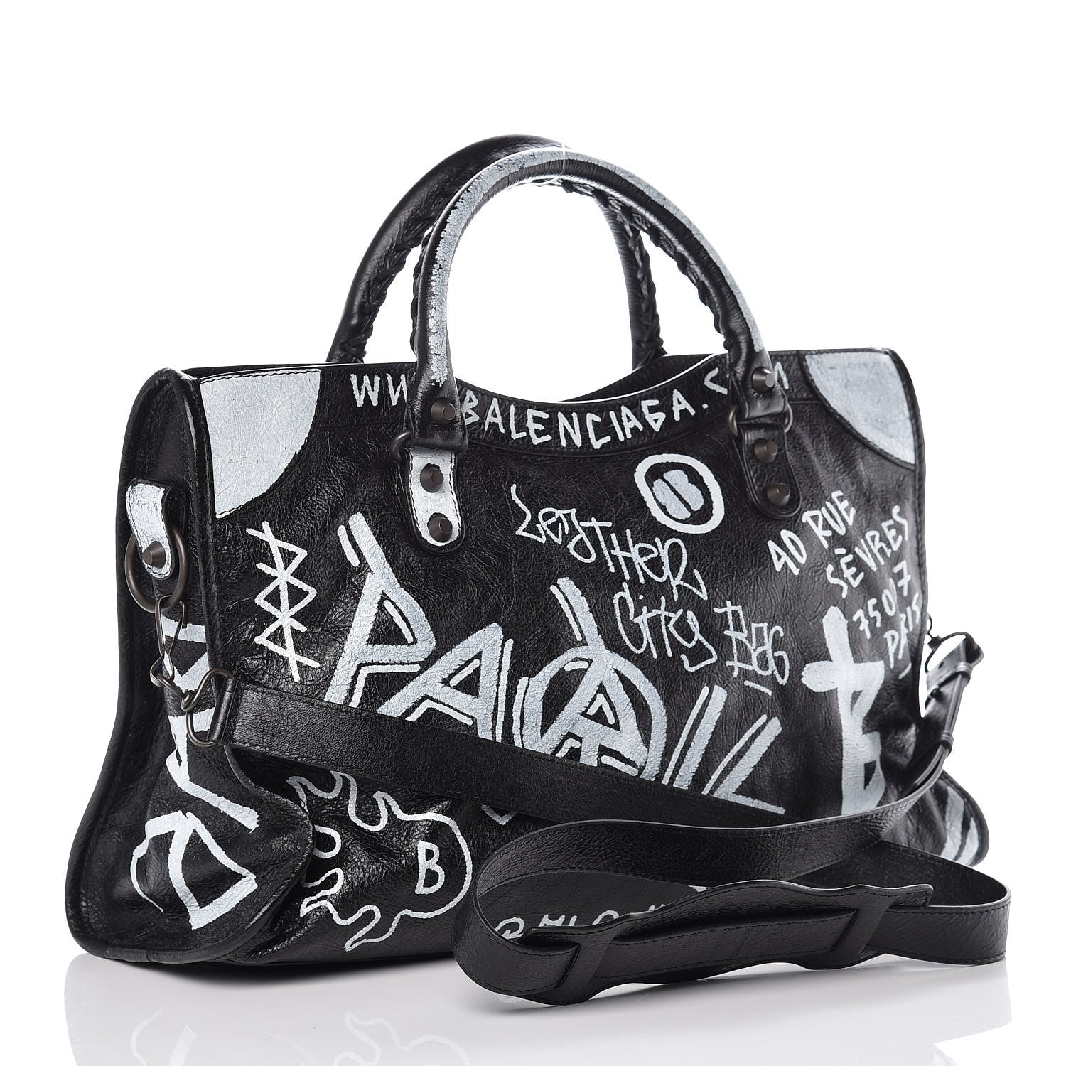 Balenciaga Agneau Arena Graffiti All Over Classic Hardware City Black White 4 of 11