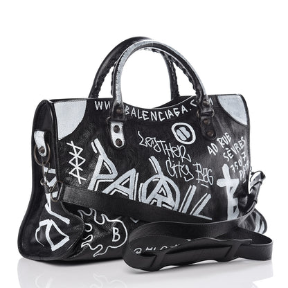 Balenciaga Agneau Arena Graffiti All Over Classic Hardware City Black White 4 of 11