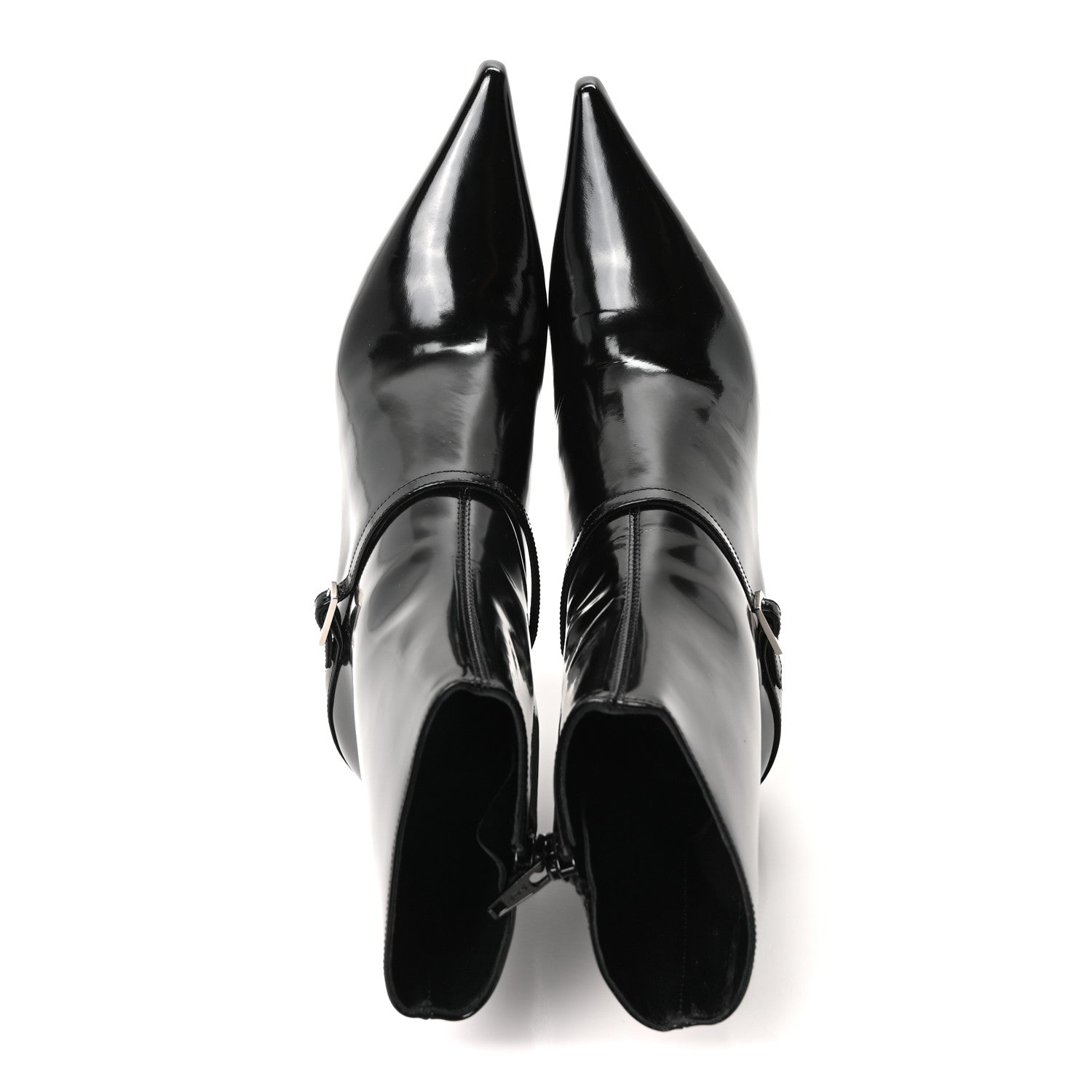 Saint Laurent Patent Vendome Buckle Ankle Booties 37 Black 2 of 9