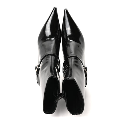 Saint Laurent Patent Vendome Buckle Ankle Booties 37 Black 2 of 9