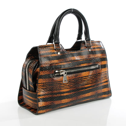 Proenza Schouler Striped Snake Calfskin Embossed Small PS13 Satchel Orange Black 3 of 8