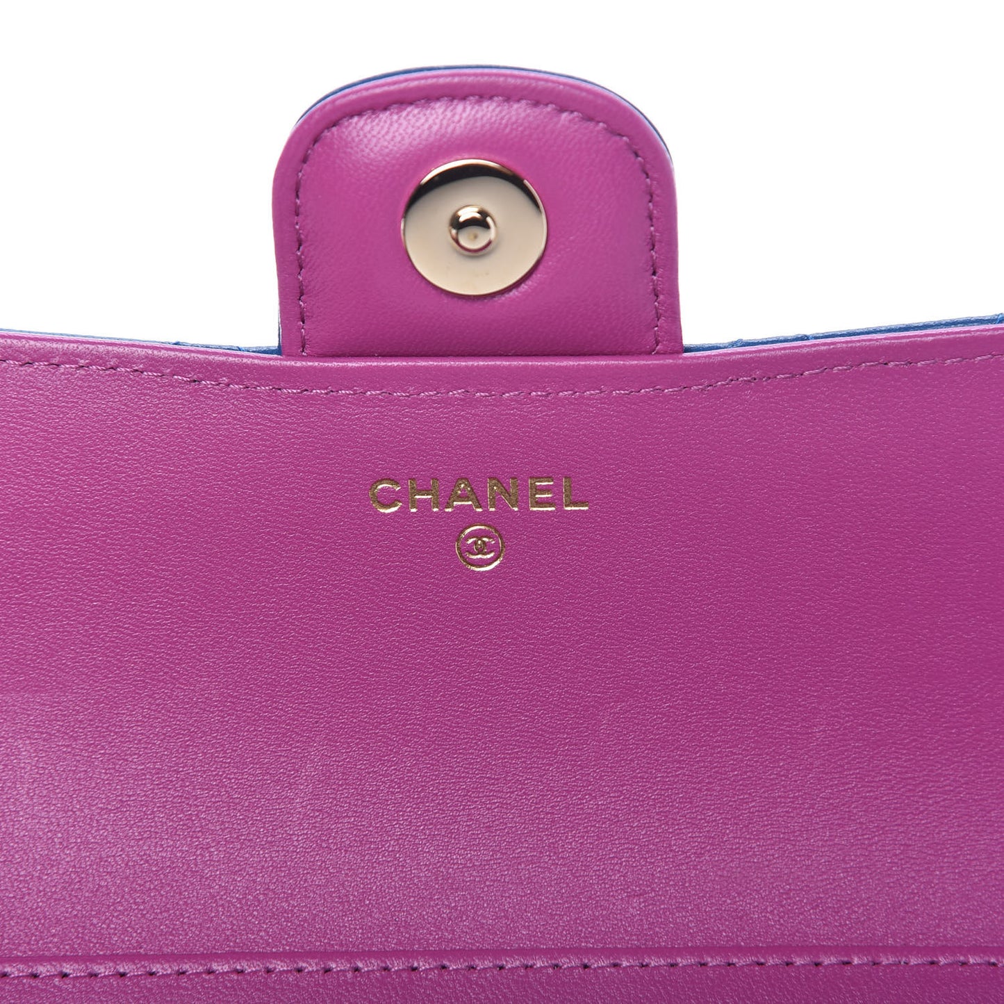 Lambskin Quilted Glasses Case With Chain Blue Purple