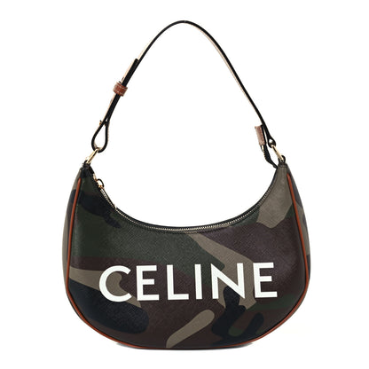 Celine Canvas Calfskin Camouflage Ava Logo Triomphe Shoulder Bag Khaki 1 of 11