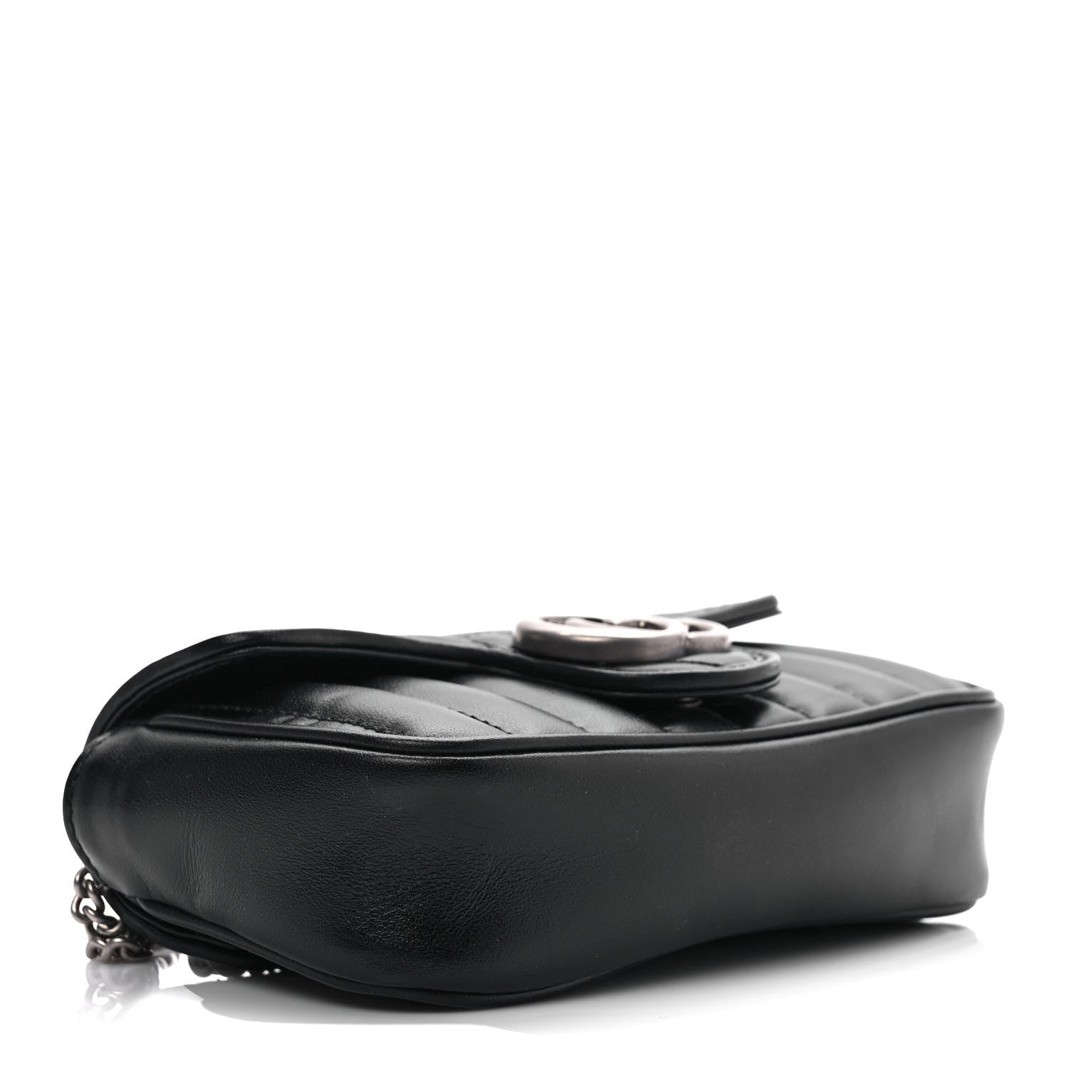 Gucci Calfskin Matelasse Aria Super Mini GG Marmont Shoulder Bag Black 4 of 9
