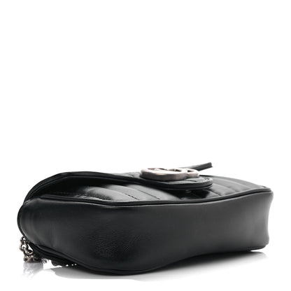 Gucci Calfskin Matelasse Aria Super Mini GG Marmont Shoulder Bag Black 4 of 9