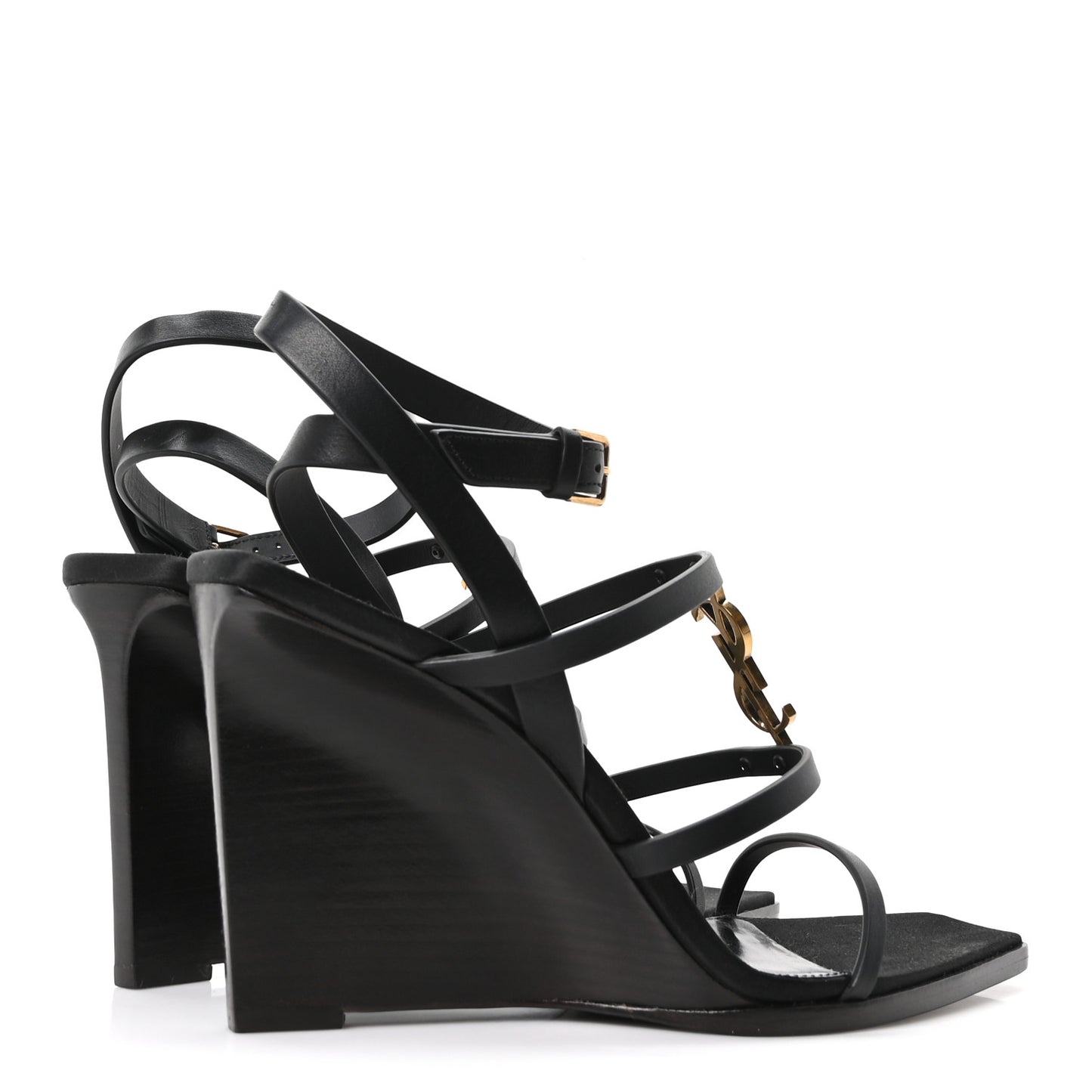 Calfskin Cassandra 90 Wedges 39.5 Black Light Bronze