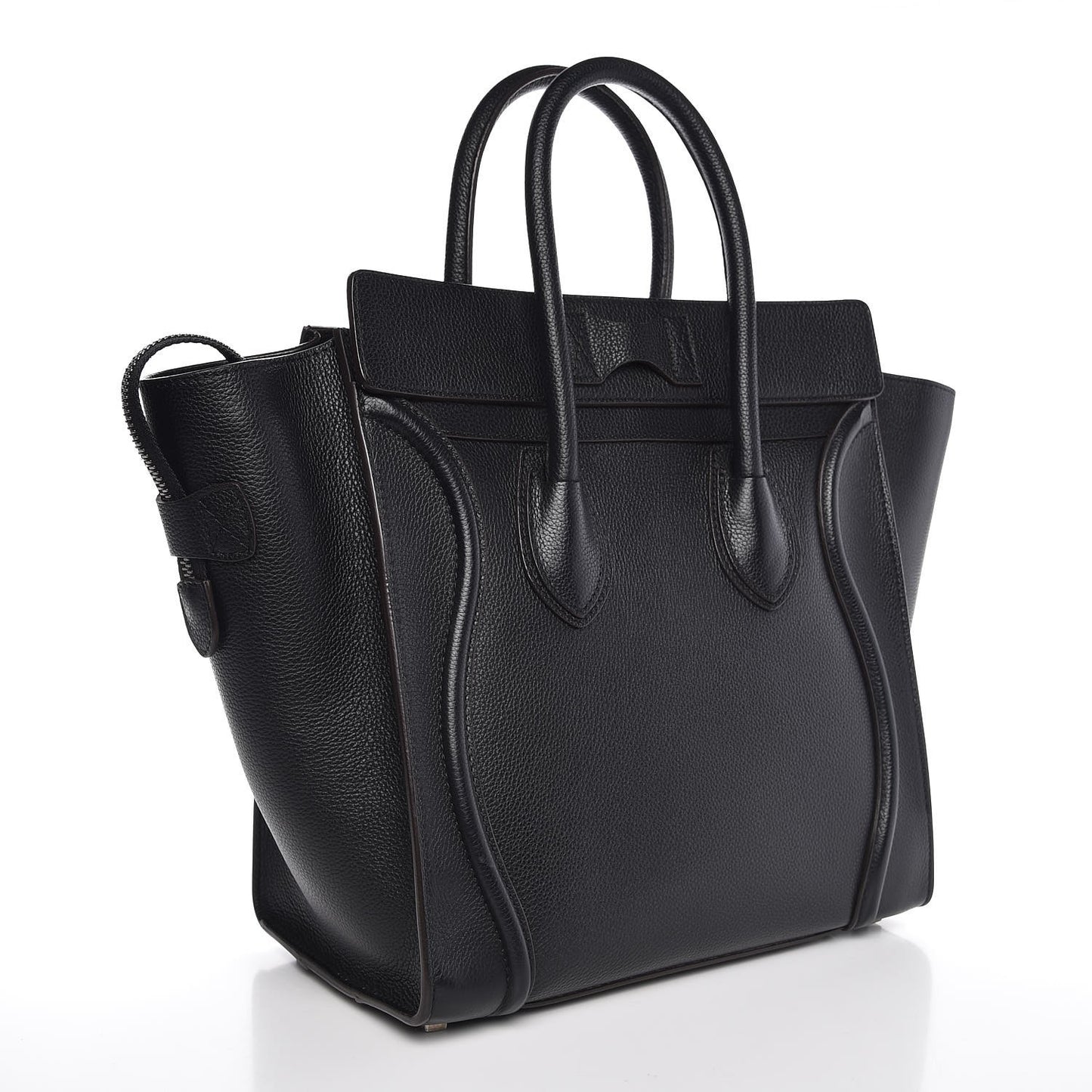 Drummed Calfskin Mini Luggage Black