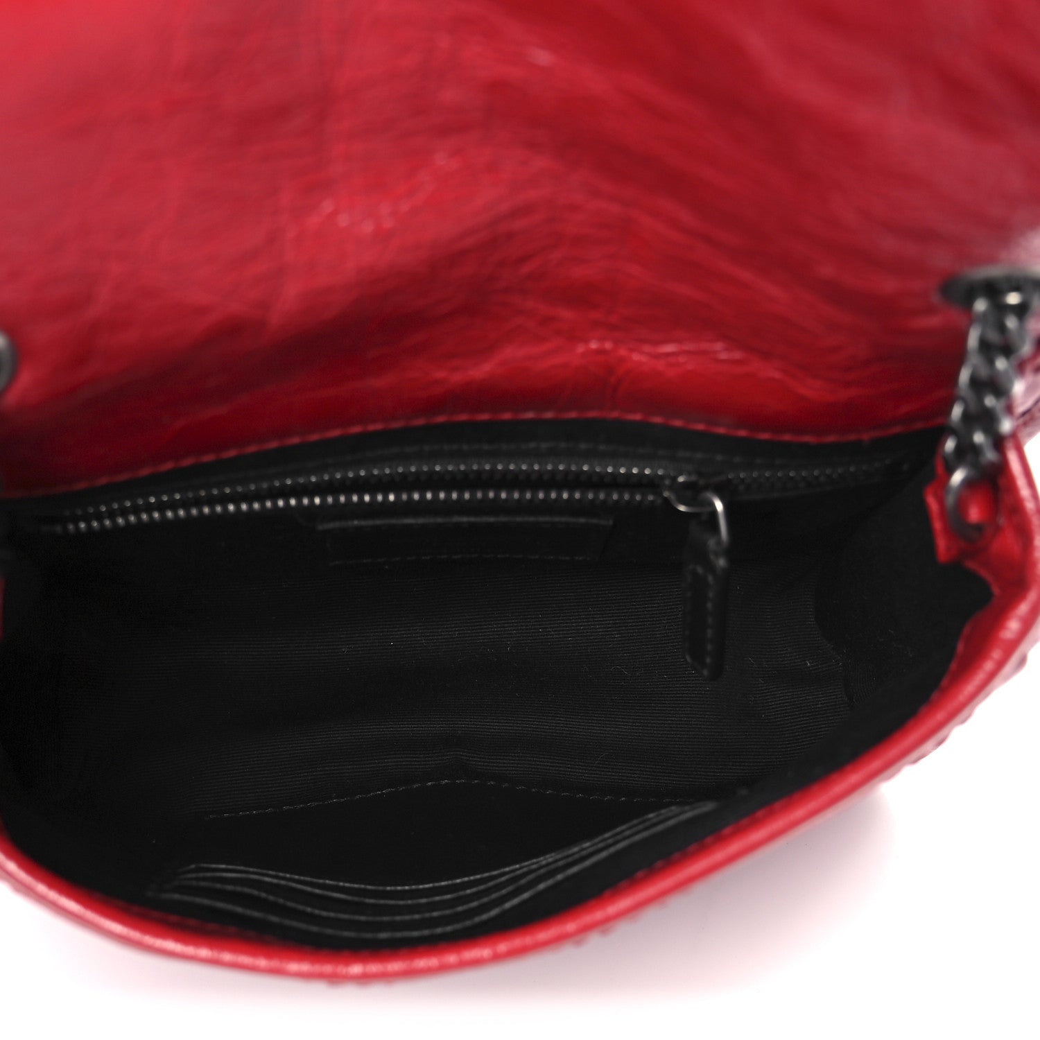 Saint Laurent Crinkled Calfskin Matelasse Monogram Niki Chain Wallet Rouge Eros 5 of 10