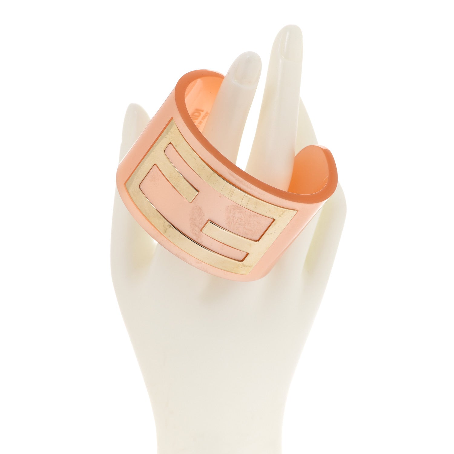 Fendi Resin FF Logo Cuff Bracelet Pink 2 of 5