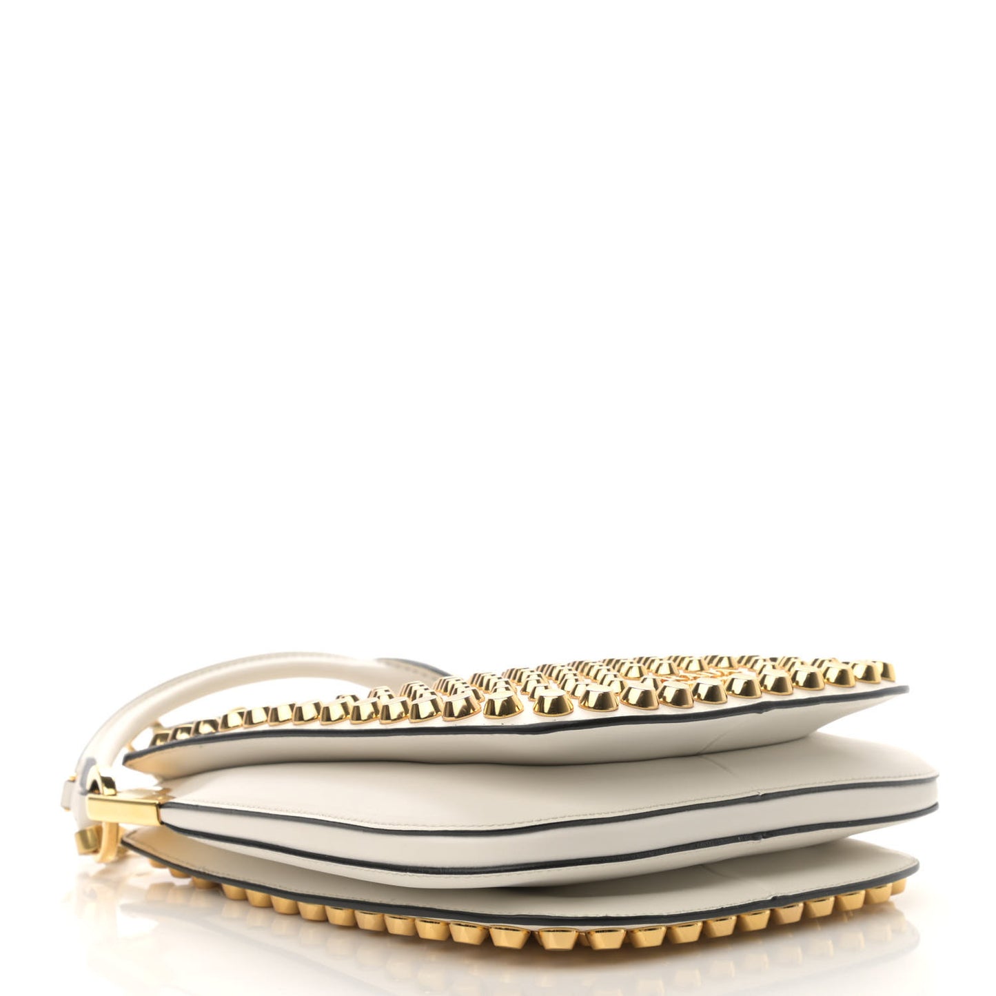 City Calfskin Studded Small Margit Bag White