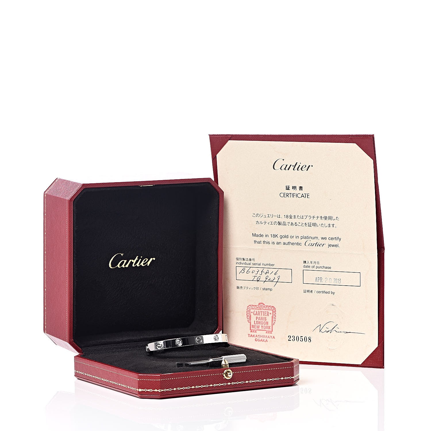 Cartier 18K White Gold 4 Diamond LOVE Bracelet 16 7 of 7