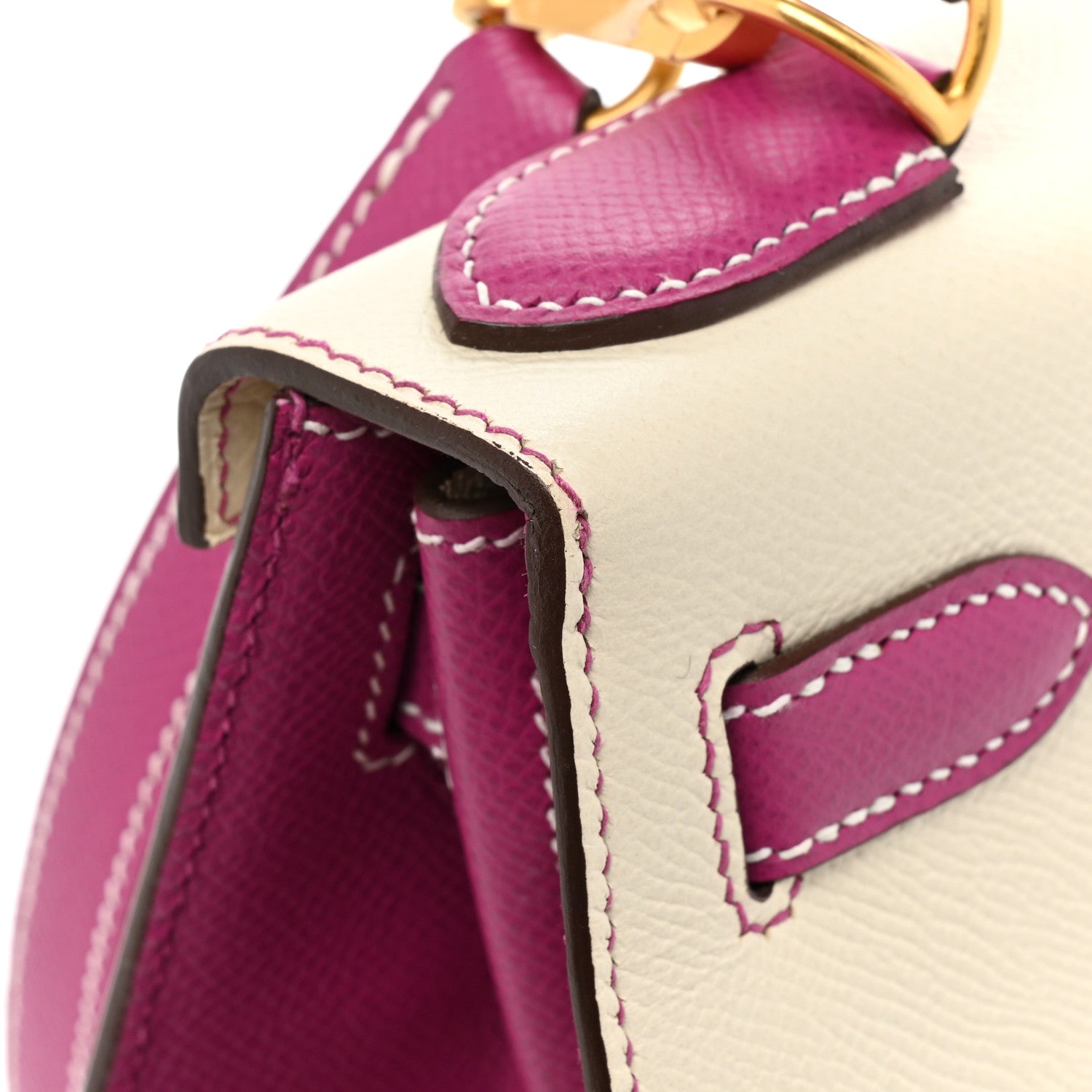 Hermes Epsom Bi-Color Horseshoe Kelly Sellier 28 Craie Rose Pourpre 13 of 13