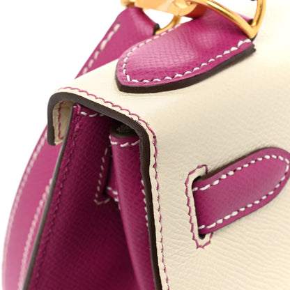 Hermes Epsom Bi-Color Horseshoe Kelly Sellier 28 Craie Rose Pourpre 13 of 13