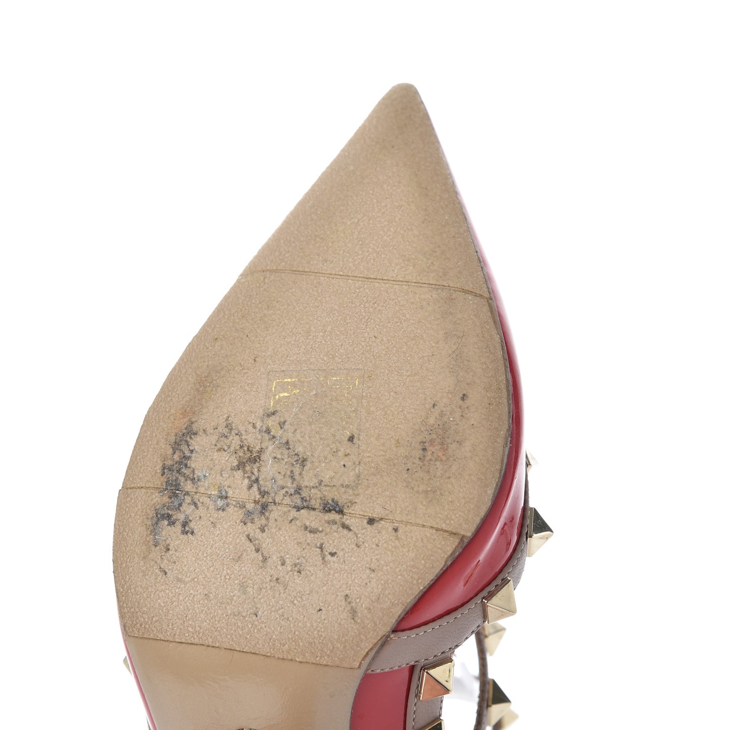 Patent Nappa Rockstud Ankle Strap 100mm Pumps 36 Rosso Valentino Poudre
