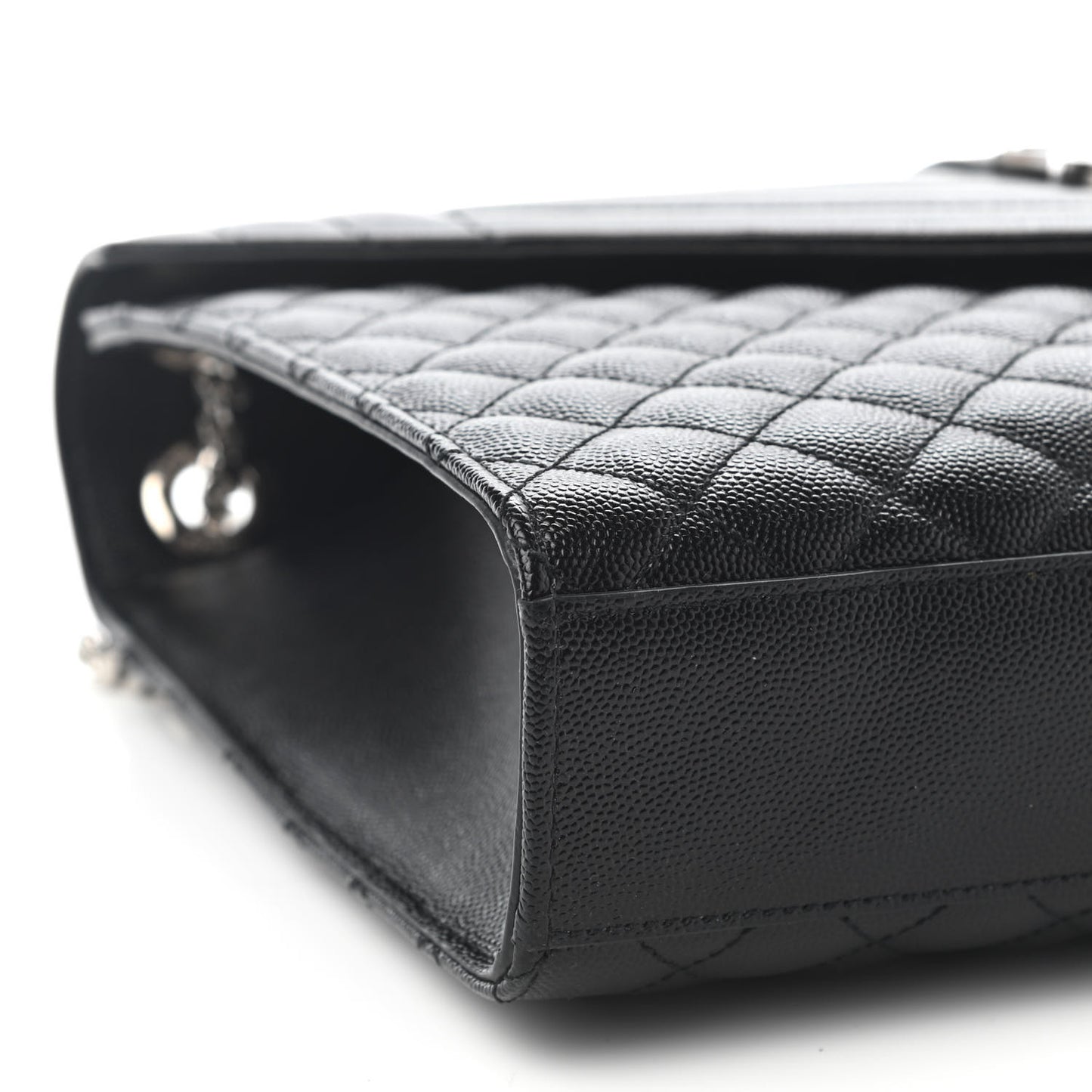 Grain De Poudre Textured Mixed Matelasse Large Triquilt Monogram Satchel Black