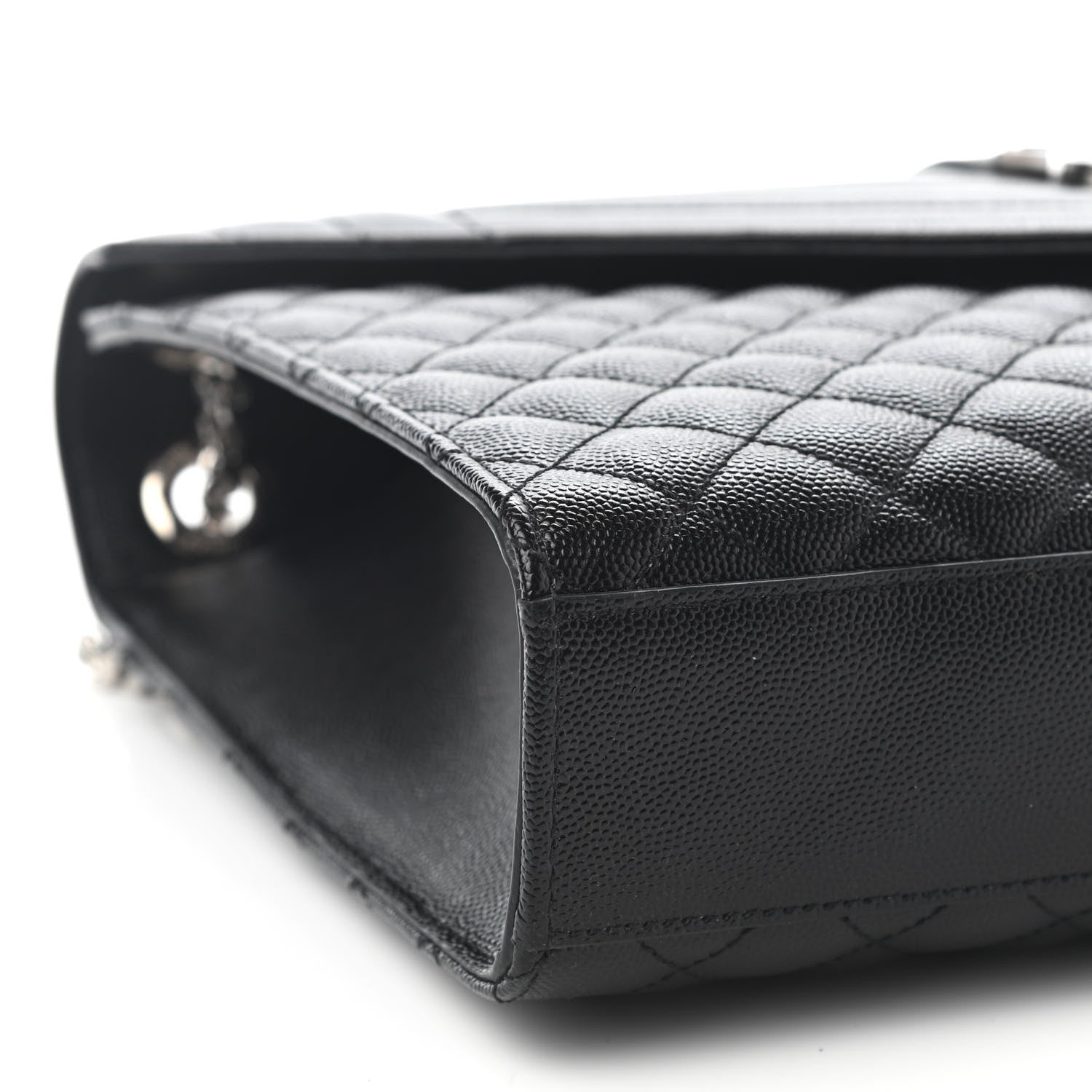 Saint Laurent Grain De Poudre Textured Mixed Matelasse Large Triquilt Monogram Satchel Black 8 of 11