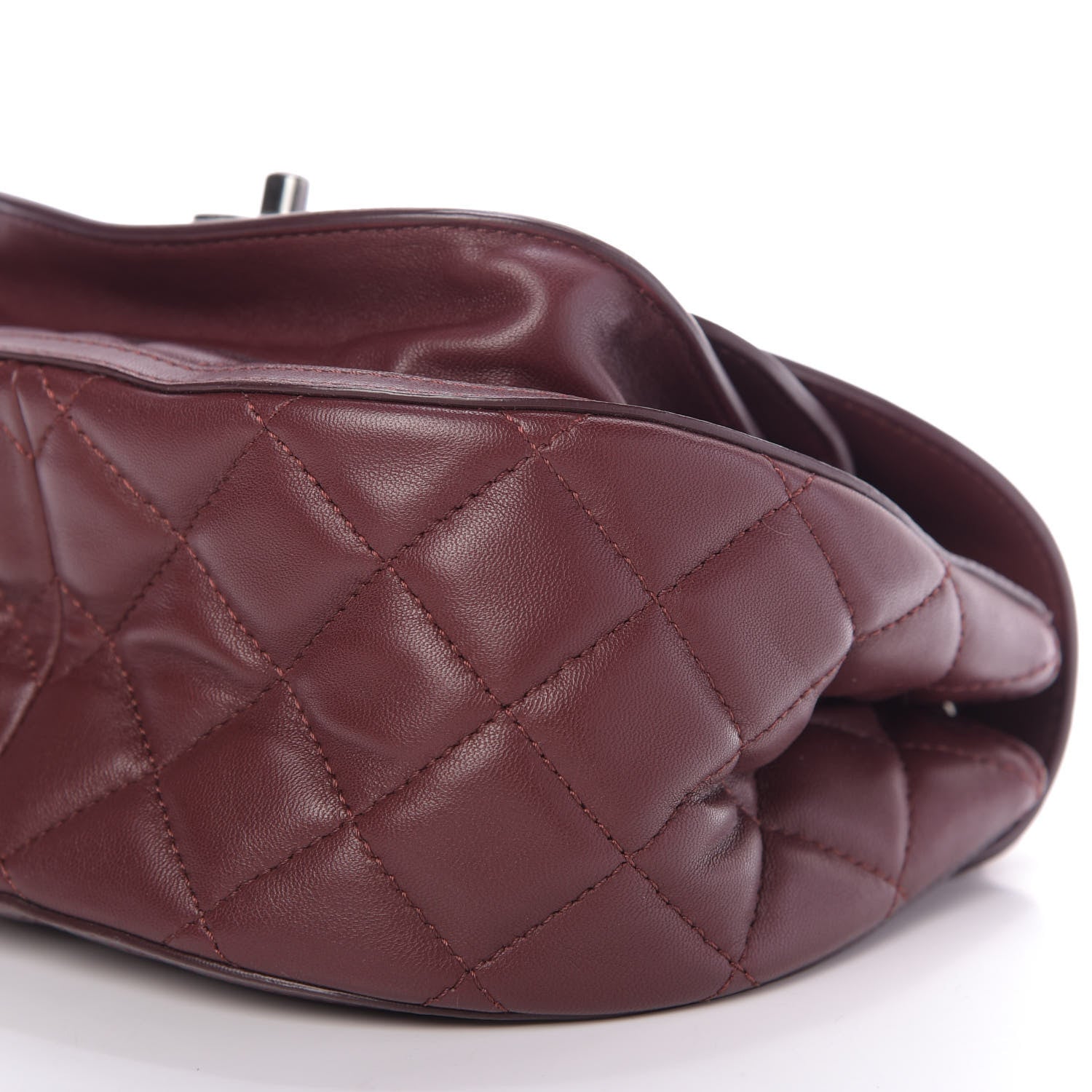 Chanel Lambskin Quilted Saddle Bag Dark Red 7 of 9