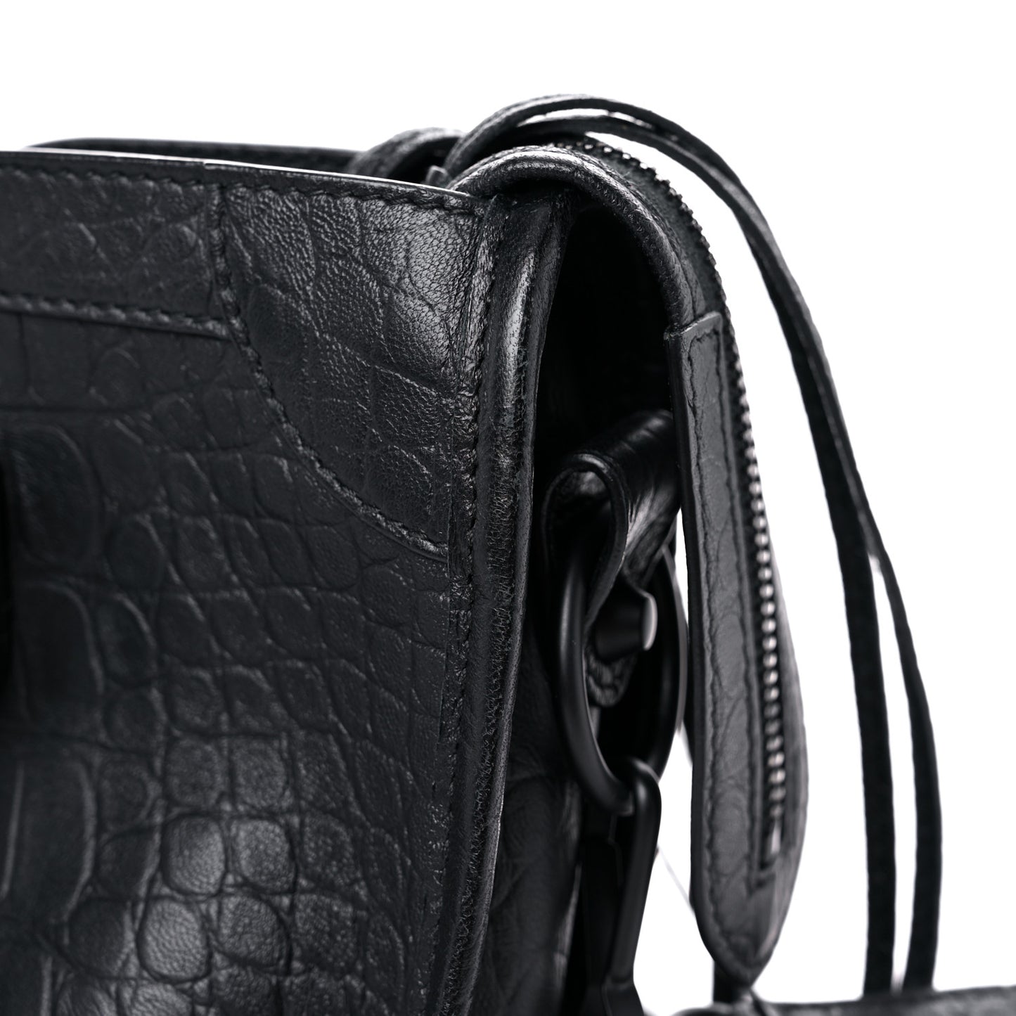Matte Supple Lambskin Crocodile Embossed Classic Black Hardware S City Black