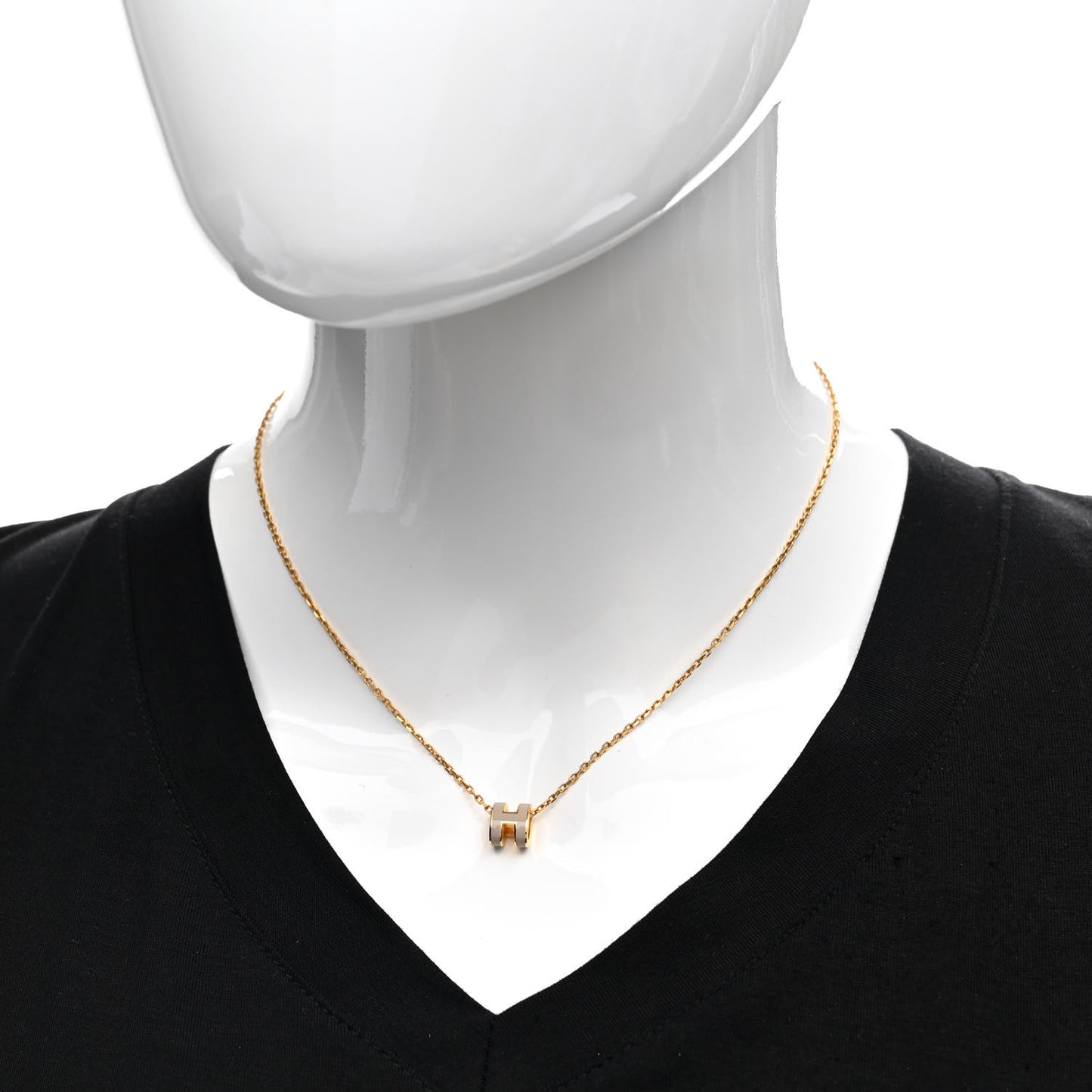 Lacquered Gold Mini Pop H Pendant Necklace Marron Glace