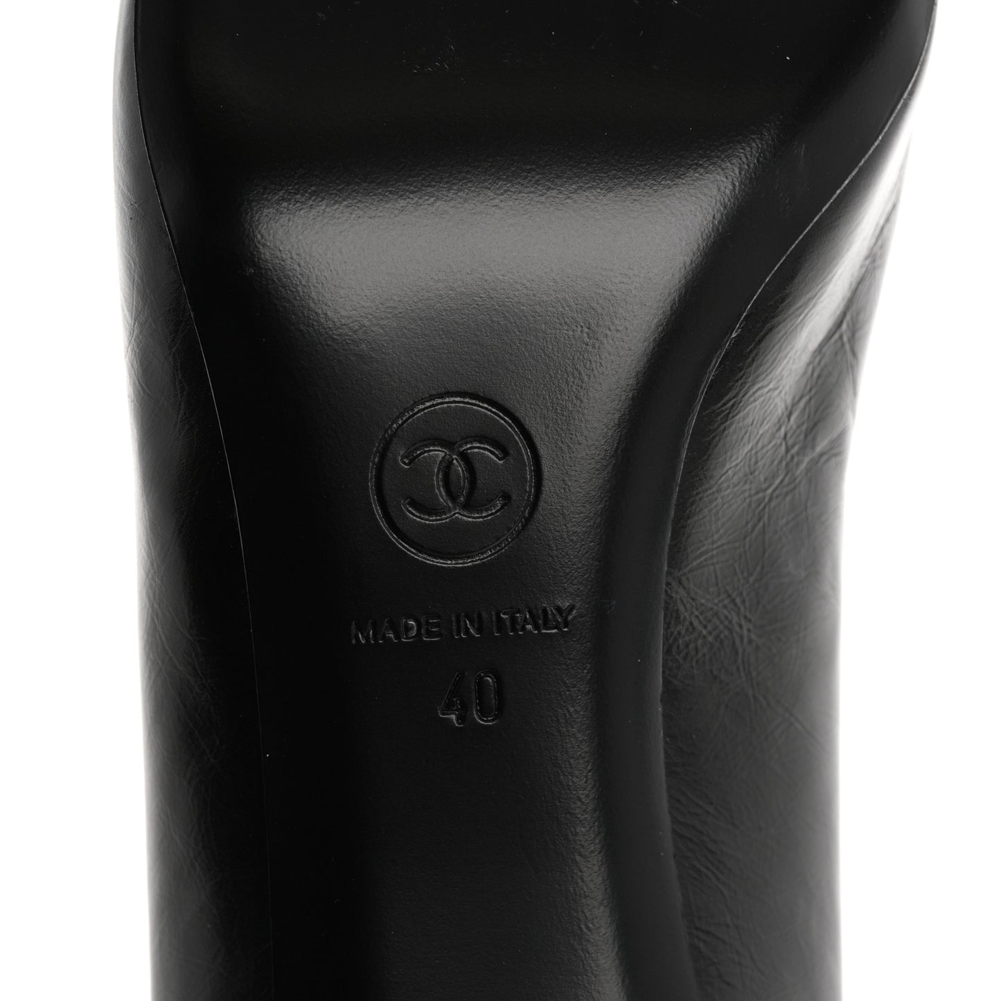 Calfskin Patent Cap Toe CC Pumps 40 Black White
