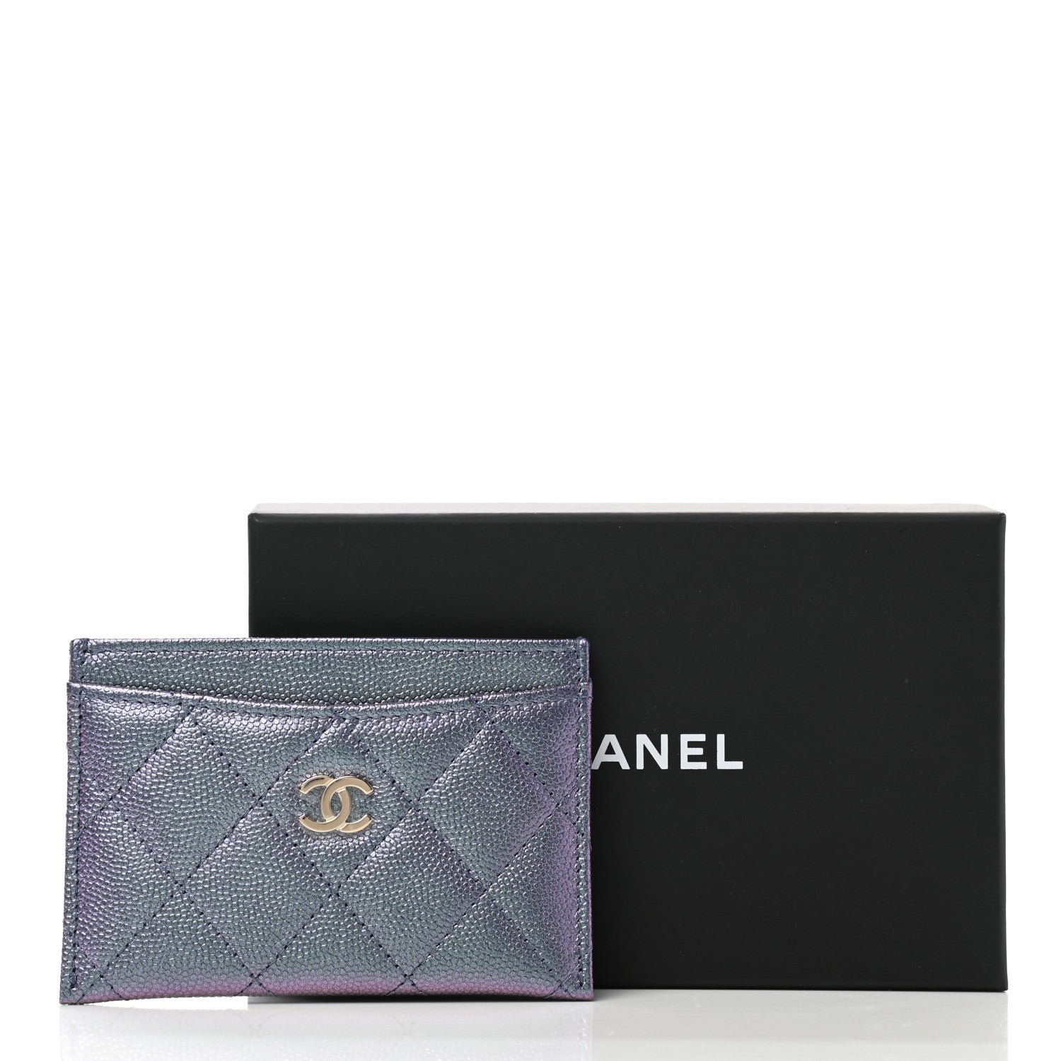 Chanel Iridescent Caviar Quilted Card Holder Dark Blue 9 of 9
