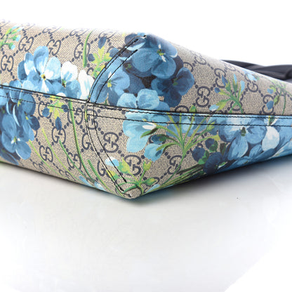 Gucci GG Supreme Monogram Blooms Small Reversible Tote Beige Blue Navy 7 of 8