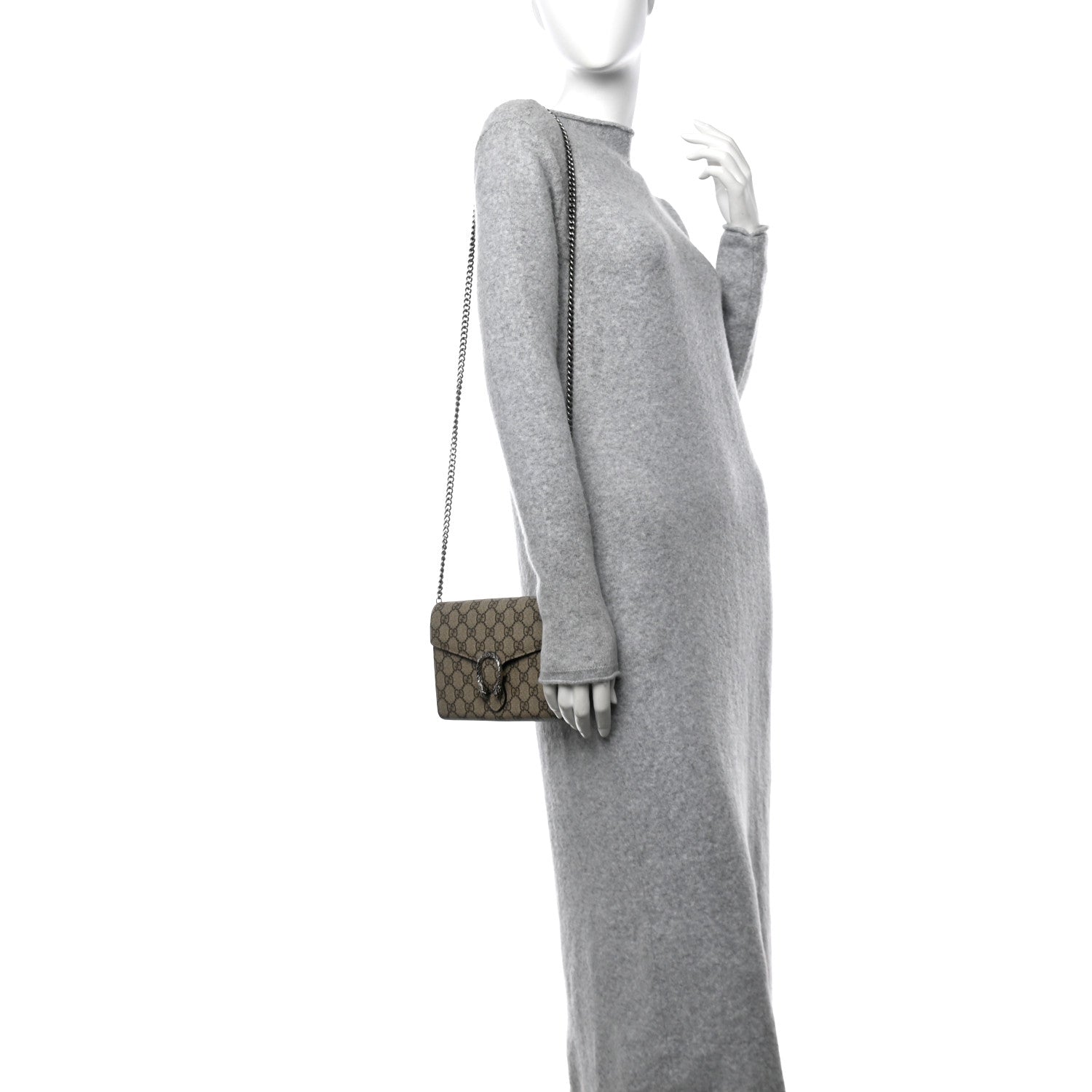 Gucci GG Supreme Monogram Mini Dionysus Chain Wallet Beige Taupe 2 of 13