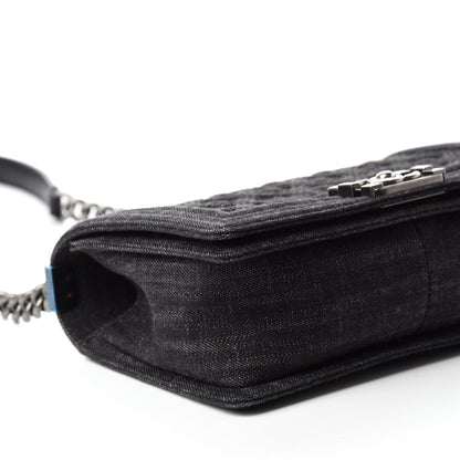Chanel Denim Quilted Medium Boy Flap Black 6 of 11