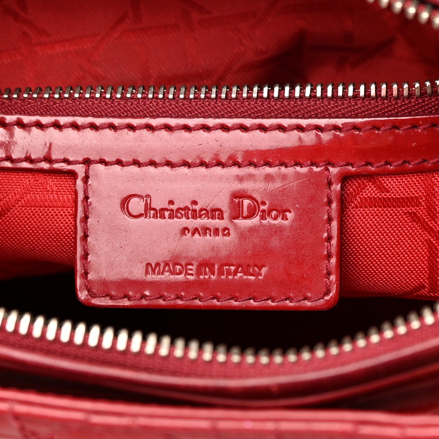 Patent Cannage Large Lady Dior Red