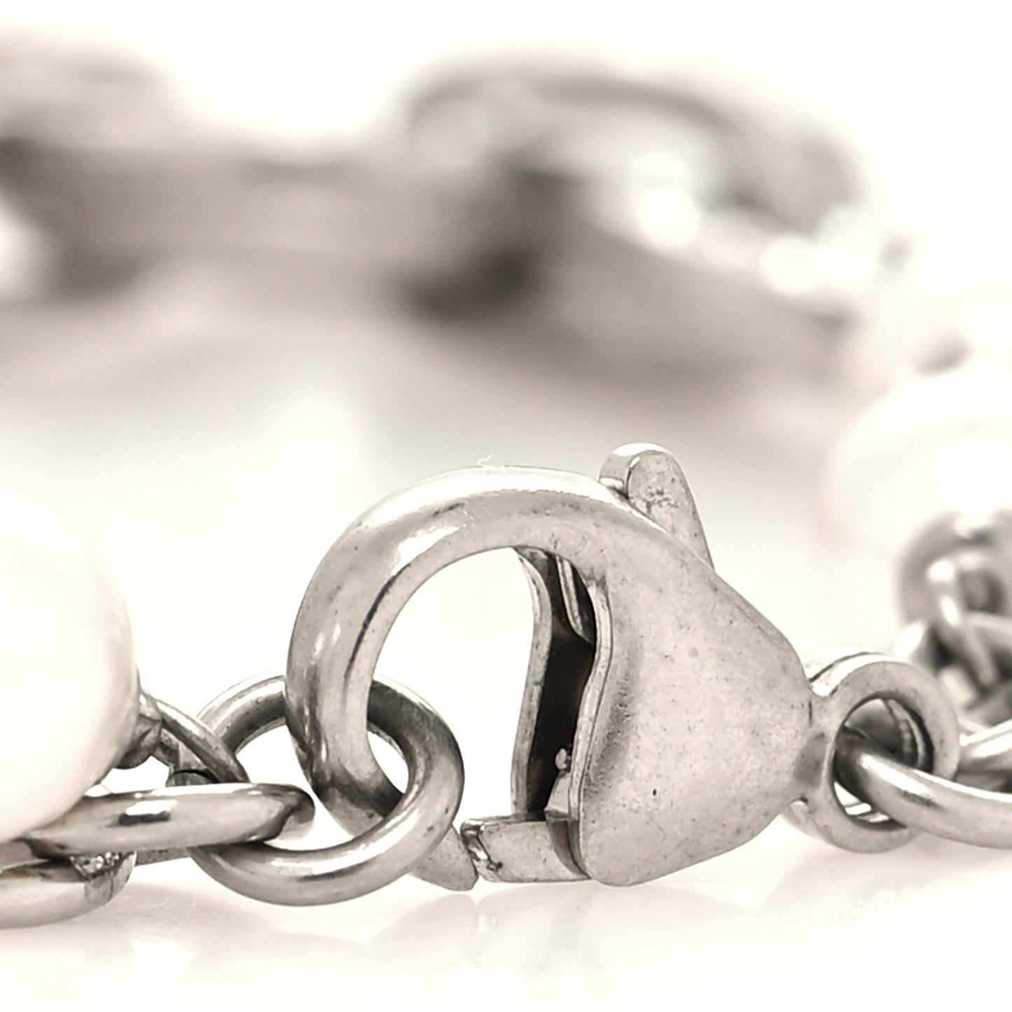Crystal Pearl CC Bracelet Silver