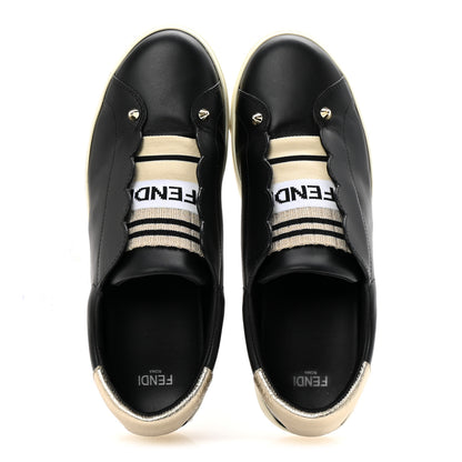 Fendi Vitello Lurex Rockoclick Slip On Sneakers 38 Black Gold 2 of 10