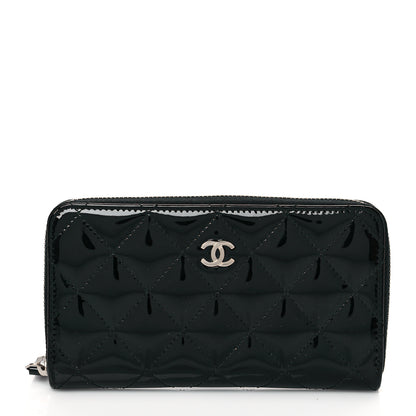 Chanel Patent Quilted Small Zip Around Wallet Black 1 of 10