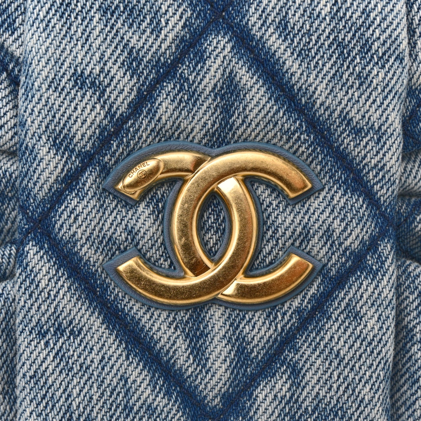 Washed Denim Quilted Mini Bow Bag Blue