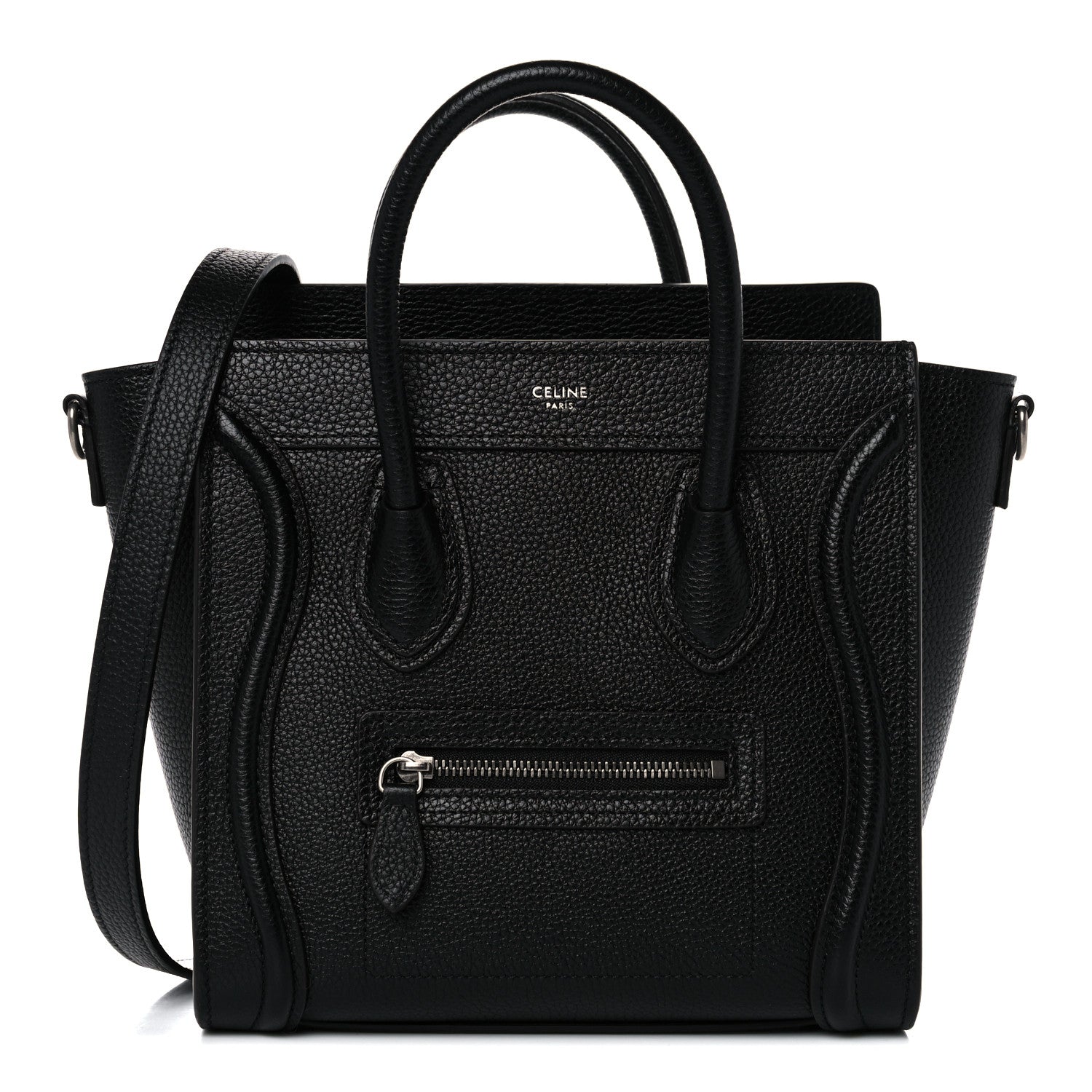 Celine Drummed Calfskin Nano Luggage Black 1 of 14