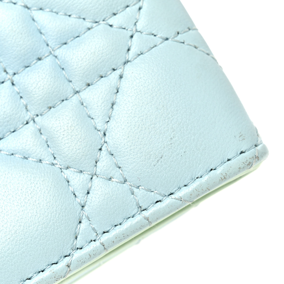 Lambskin Cannage Miss Dior Glycine Wallet Blue Green