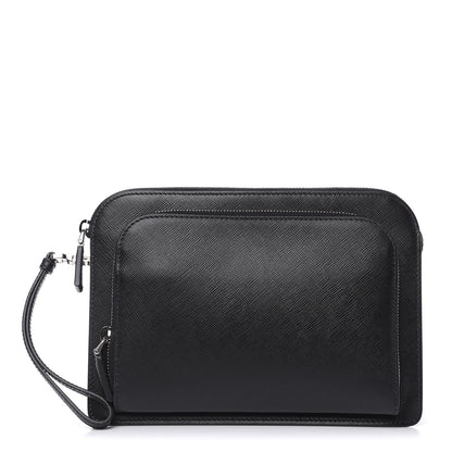 Prada Saffiano Travel Wristlet Bag Black 1 of 8
