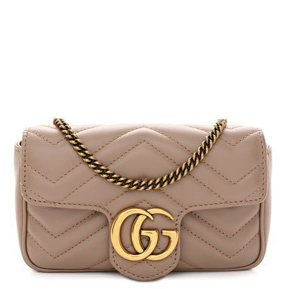 Gucci Calfskin Matelasse Super Mini GG Marmont Shoulder Bag Porcelain Rose 1 of 10
