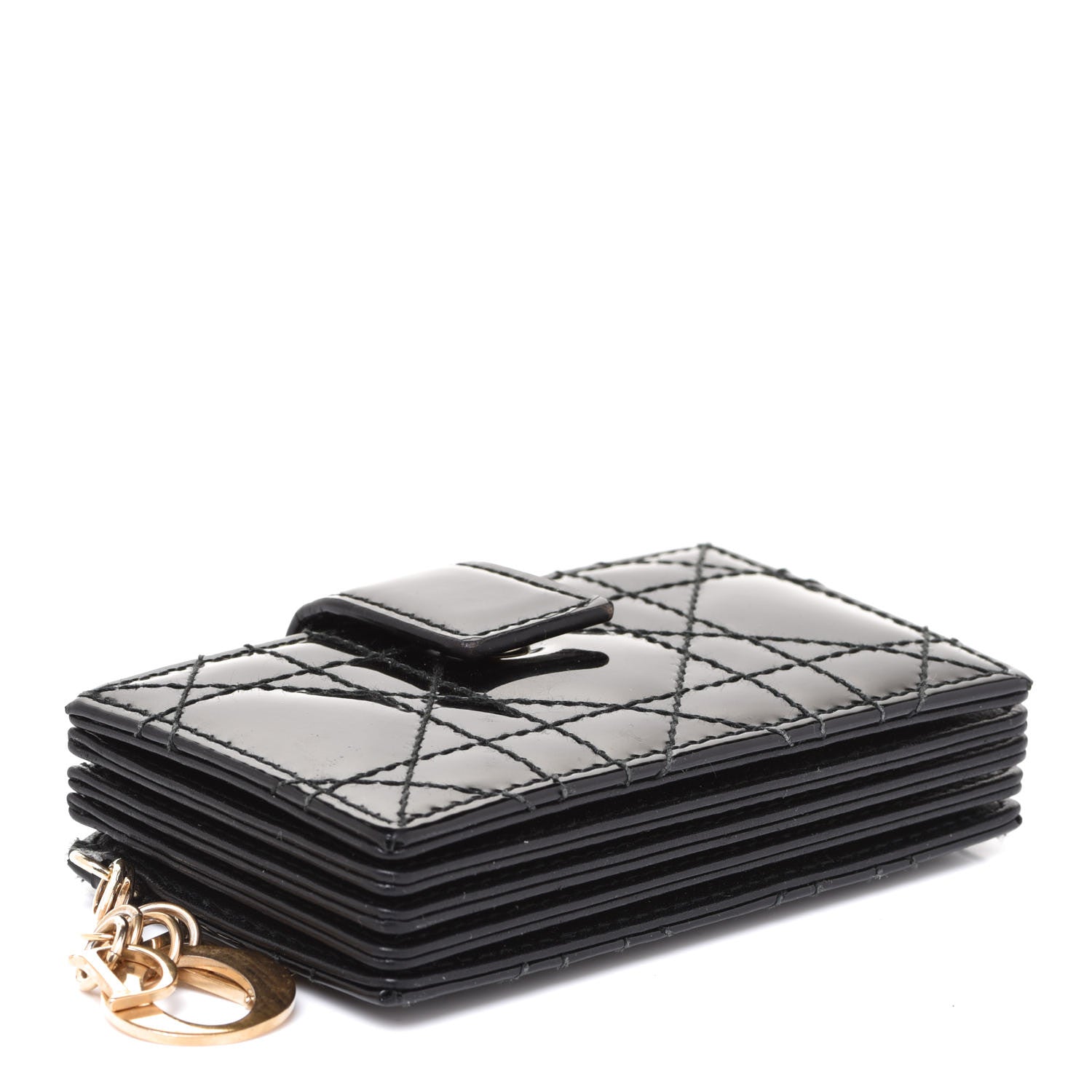Christian Dior Patent Cannage Lady Dior 5-Gusset Card Holder Black 4 of 7