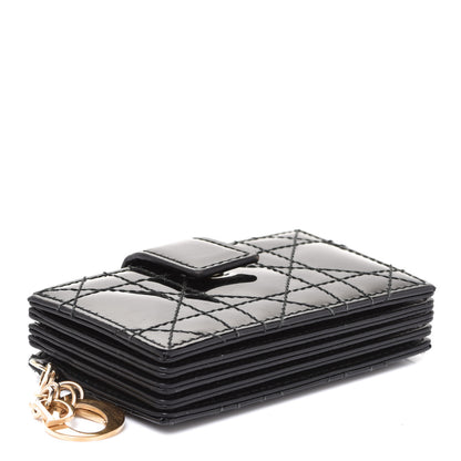 Christian Dior Patent Cannage Lady Dior 5-Gusset Card Holder Black 4 of 7